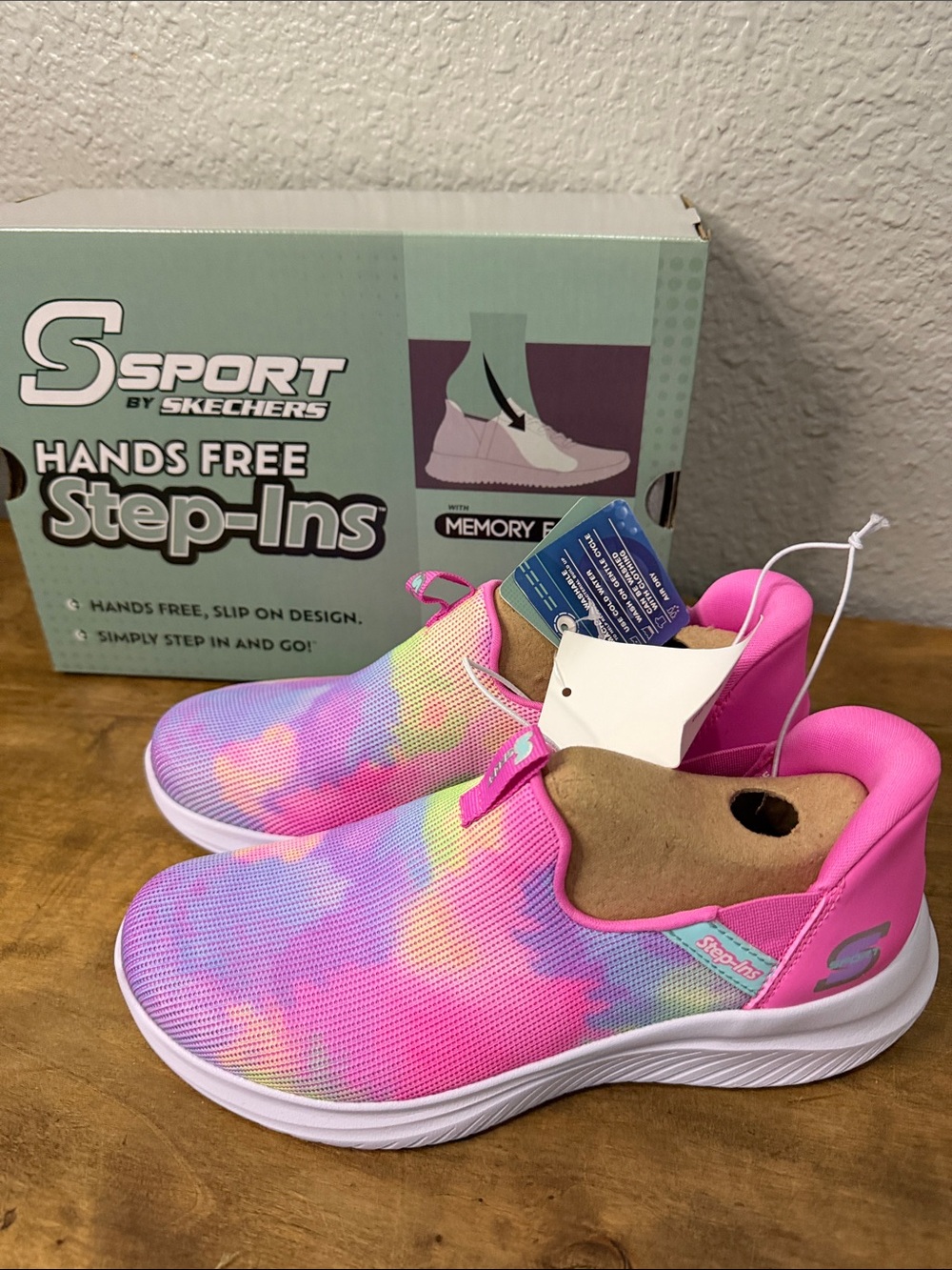 Skechers S Sport Slip-On Sneakers - Pink Multi Pastel size 2 NWT